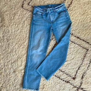 7 for all mankind straight leg ankle frayed hem